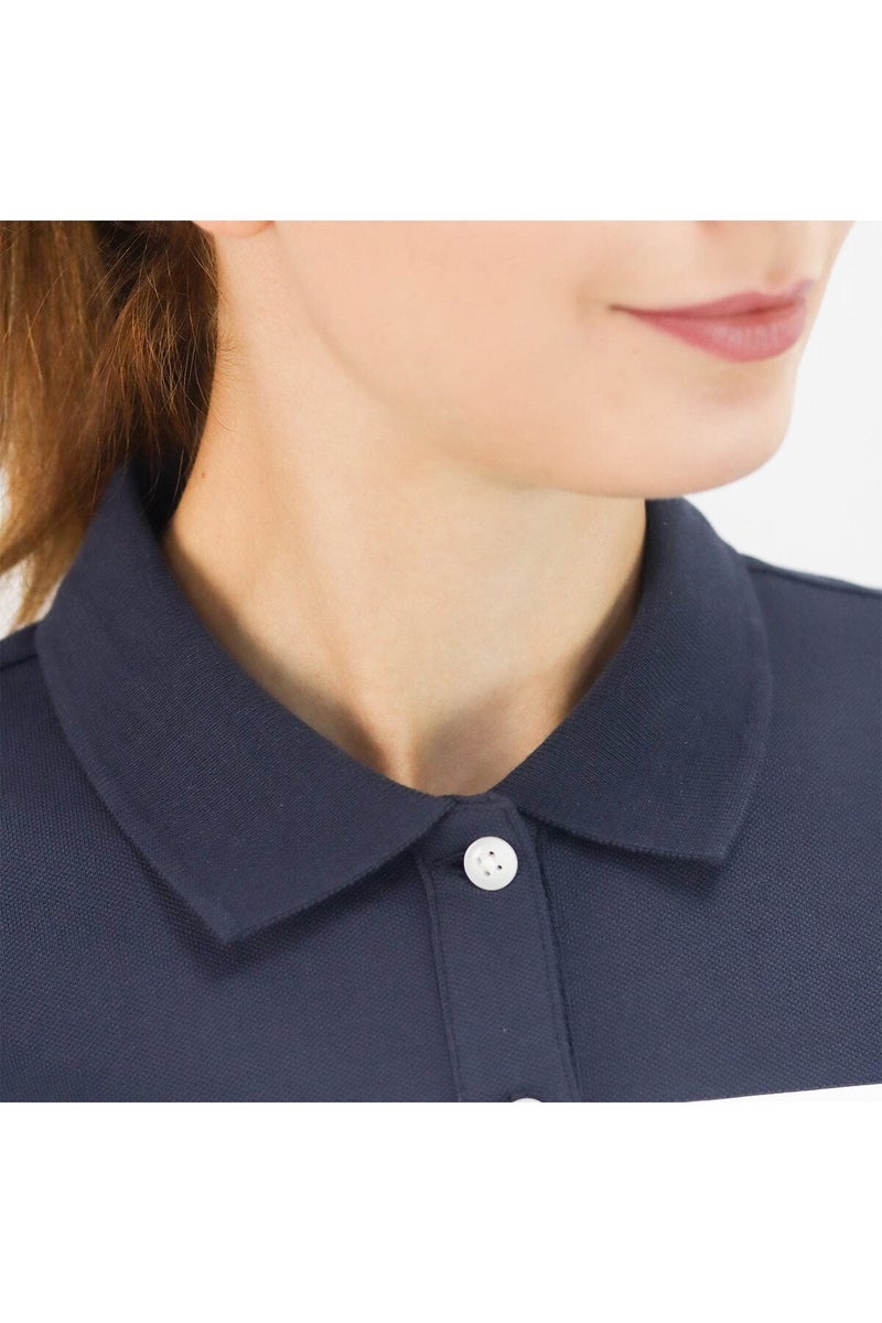 GIORDANO Women's Navy Polo Shirt with Embroidered Detail - Image 3